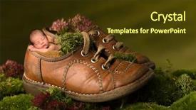  Presentation with sleeping baby - Audience pleasing presentation design consisting of babytemplate - newborn baby sleeping in old backdrop and a tawny brown colored foreground