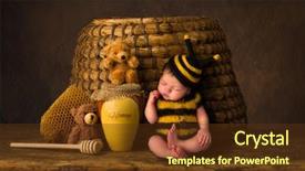  Presentation with cute baby - Colorful presentation theme enhanced with babytemplate - sleepy cute baby in bee backdrop and a tawny brown colored foreground