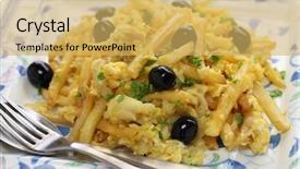  Presentation with cuisine moleculaire - Presentation design with bacalhau a bras portuguese cuisine background and a yellow colored foreground