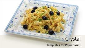  Presentation with satellite dish tv - Slide set having salt cod potatoes and egg background and a soft green colored foreground