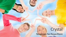  Presentation with blue sky - Amazing PPT layouts having bacgraund graguaite education university - happy students in colorful clothing backdrop and a lemonade colored foreground