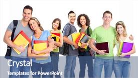  Presentation with cultural program for students - Slides enhanced with bacgraund graguaite education university - young smiling students over white background and a  colored foreground