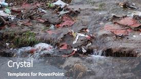  Presentation with water contamination - Beautiful presentation theme featuring bach - environmental contamination rubbish backdrop and a  colored foreground