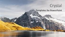  Presentation with alps - Slide set with bachalpsee-lake-in-swiss-alps background and a light gray colored foreground