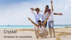  Presentation with holidays - Presentation design featuring bachelor - group of male friends background and a coral colored foreground