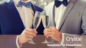  Presentation with sparkling wine - Audience pleasing slides consisting of bachelor - people celebration homosexuality same-sex marriage backdrop and a coral colored foreground