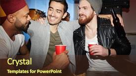  Presentation with virile young men - Amazing PPT layouts having bachelor - three smiling young men enjoying backdrop and a tawny brown colored foreground