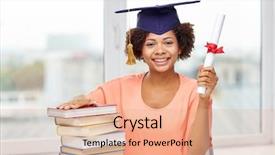  Presentation with future education - Cool new slide deck with bachelor cap with book backdrop and a coral colored foreground