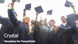  Presentation with international education - Slide set consisting of bachelor gowns waving mortar board background and a dark gray colored foreground