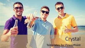  Presentation with alcoholic - Slides consisting of having fun on the beach background and a coral colored foreground