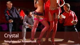  Presentation with stage - Theme with view of three men offering background and a tawny brown colored foreground