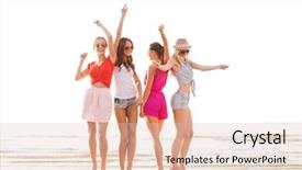  Presentation with casual young people - Presentation featuring bachelorette - summer vacation holidays travel background and a lemonade colored foreground