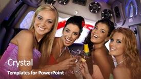  Presentation with bachelorette - Beautiful PPT theme featuring bachelorette party - pretty girls celebrating in limousine backdrop and a tawny brown colored foreground