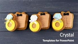  Presentation with bachelorette - Amazing PPT theme having bachelorette party cookies on wooden backdrop and a dark gray colored foreground