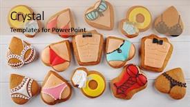 Presentation with bachelorette - PPT theme having bachelorette party cookies on wooden background and a coral colored foreground