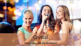  Presentation with bachelorette - PPT theme having bachelorette party karaoke music concert background and a coral colored foreground