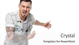  Presentation with aggressive people - Colorful slide set enhanced with back an angry guy scandal backdrop and a  colored foreground