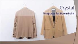  Presentation with formal jacket - Presentation featuring back-and-front-view-female background and a sky blue colored foreground