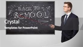  Presentation with pointer - Beautiful slides featuring back basics - handsome young teacher with laser backdrop and a  colored foreground