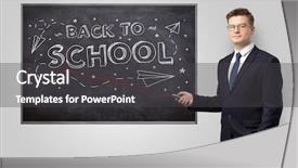  Presentation with pointer - PPT layouts consisting of back basics - handsome young teacher with laser background and a dark gray colored foreground