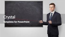  Presentation with pointer - Slide deck enhanced with back basics - handsome young teacher with laser background and a dark gray colored foreground