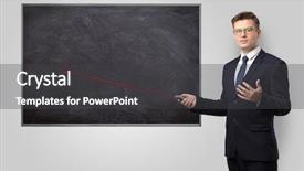  Presentation with pointer - Slide set enhanced with back basics - handsome young teacher with laser background and a dark gray colored foreground