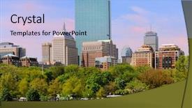  Presentation with boston - Colorful PPT theme enhanced with back bay from boston common backdrop and a light blue colored foreground