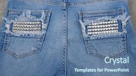  Presentation with jeans denim - Audience pleasing PPT layouts consisting of back blue denim jeans-pocket backdrop and a  colored foreground