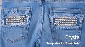  Presentation with jeans denim - Amazing slide deck having back blue denim jeans-pocket backdrop and a  colored foreground