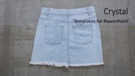  Presentation with of blue jeans denim - Cool new slide deck with back blue denim skirt isolated backdrop and a  colored foreground