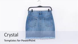  Presentation with jeans denim - PPT theme featuring back blue denim skirt background and a  colored foreground