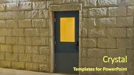  Presentation with building security - Presentation theme having back door of a building background and a tawny brown colored foreground