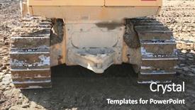  Presentation with bulldozer - Slides with back end of a bulldozer background and a dark gray colored foreground