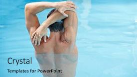  Presentation with aerobics - Audience pleasing PPT layouts consisting of back exercises in blue water backdrop and a arctic colored foreground