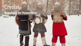  Presentation with knight - Amazing theme having back history - three men dressed in defensive backdrop and a coral colored foreground