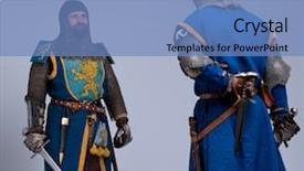  Presentation with knights - PPT theme consisting of back history - two medieval knights preparing background and a teal colored foreground