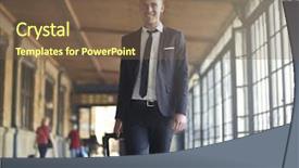  Presentation with employee working in industry - Beautiful slides featuring back history - young employee traveling for work backdrop and a  colored foreground