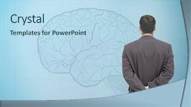  Presentation with blue brain - Presentation theme featuring back looking at fair brain background and a sky blue colored foreground
