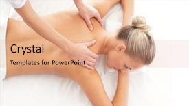 Presentation with spa - Beautiful PPT layouts featuring back massage - young attractive woman getting spa backdrop and a coral colored foreground