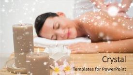  Presentation with falling snow - Slide deck featuring back massage against snow falling background and a coral colored foreground