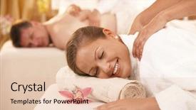  Presentation with day spa - Amazing slides having back massage in day spa backdrop and a lemonade colored foreground