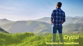  Presentation with california - Beautiful PPT layouts featuring back men - bearded man looking at landscape backdrop and a tawny brown colored foreground