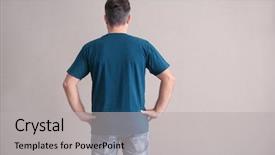  Presentation with light - Beautiful PPT layouts featuring back men - man in color t-shirt backdrop and a light gray colored foreground
