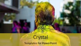  Presentation with indian festival - Audience pleasing slides consisting of back of a man fully backdrop and a yellow colored foreground