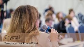  Presentation with anonymous - PPT theme having back-of-anonymous-elegant-businesswoman background and a  colored foreground