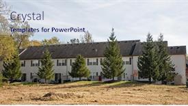  Presentation with land - Slide set with back-of-condo-building background and a sky blue colored foreground