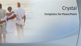  Presentation with family - Audience pleasing PPT theme consisting of back of family at beach backdrop and a light gray colored foreground
