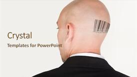  Presentation with barcode - Beautiful presentation theme featuring back of male head slightly backdrop and a sky blue colored foreground