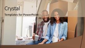  Presentation with truck - Cool new slides with back of removal truck backdrop and a coral colored foreground