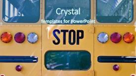  Presentation with school bus - Presentation having back of school bus background and a ocean colored foreground